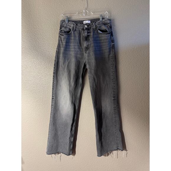 Zara Black Denim - Wide Leg Women's Jeans -‎ Size 8 - Picture 1 of 4